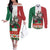 Mexico Christmas Couples Matching Off The Shoulder Long Sleeve Dress and Long Sleeve Button Shirt Cute Axolotl with Flag Style - Wonder Print Shop