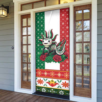 Mexico Christmas Door Cover Cute Axolotl with Flag Style - Wonder Print Shop