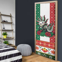 Mexico Christmas Door Cover Cute Axolotl with Flag Style - Wonder Print Shop