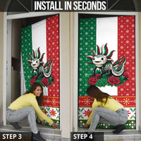 Mexico Christmas Door Cover Cute Axolotl with Flag Style - Wonder Print Shop