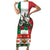 Mexico Christmas Family Matching Short Sleeve Bodycon Dress and Hawaiian Shirt Cute Axolotl with Flag Style - Wonder Print Shop