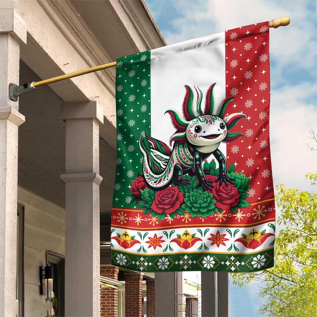 Mexico Christmas Garden Flag Cute Axolotl with Flag Style - Wonder Print Shop