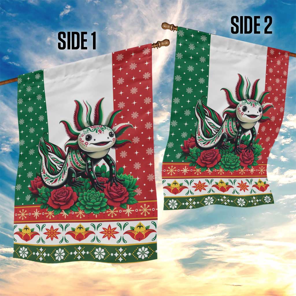 Mexico Christmas Garden Flag Cute Axolotl with Flag Style - Wonder Print Shop