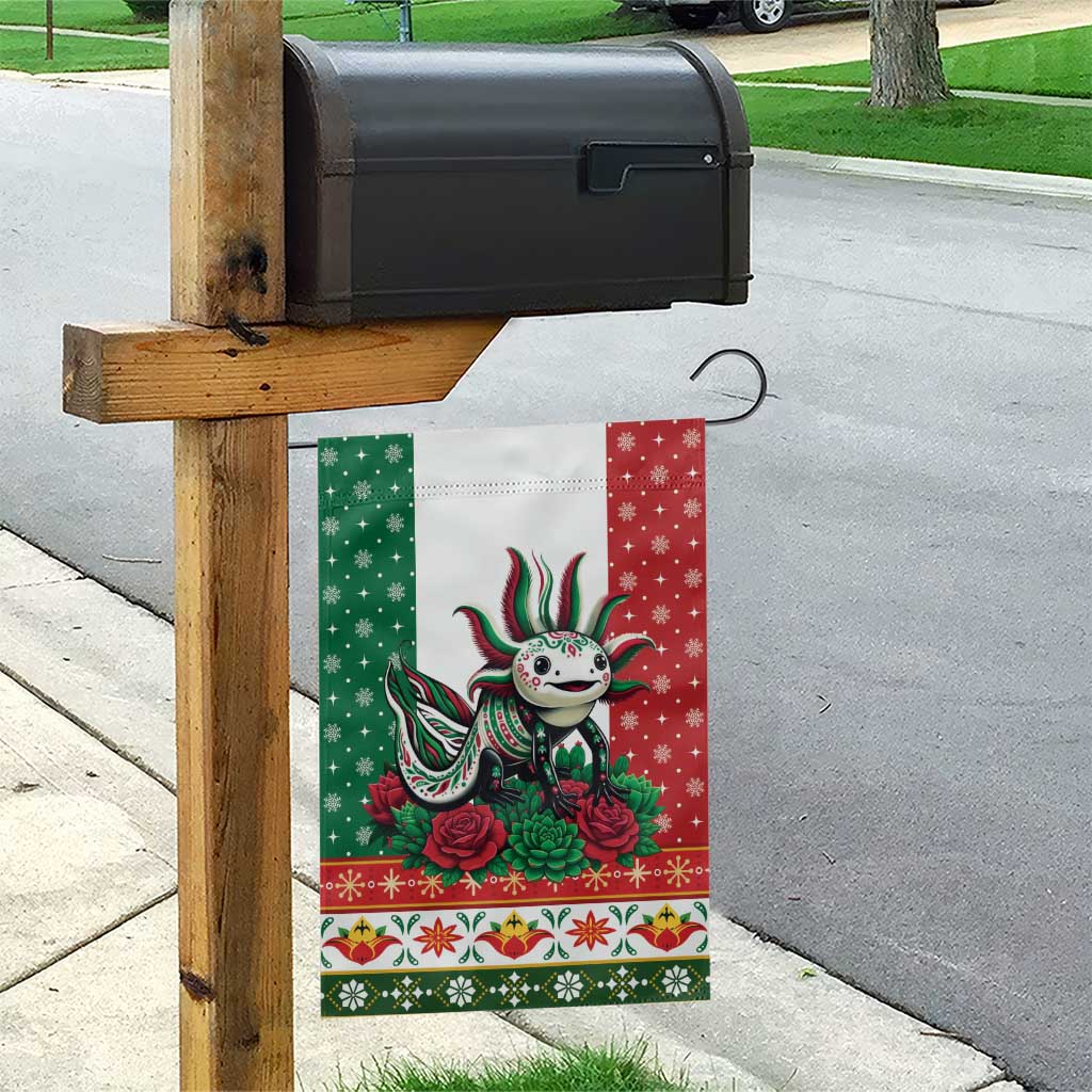 Mexico Christmas Garden Flag Cute Axolotl with Flag Style - Wonder Print Shop
