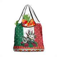 Mexico Christmas Grocery Bag Cute Axolotl with Flag Style - Wonder Print Shop