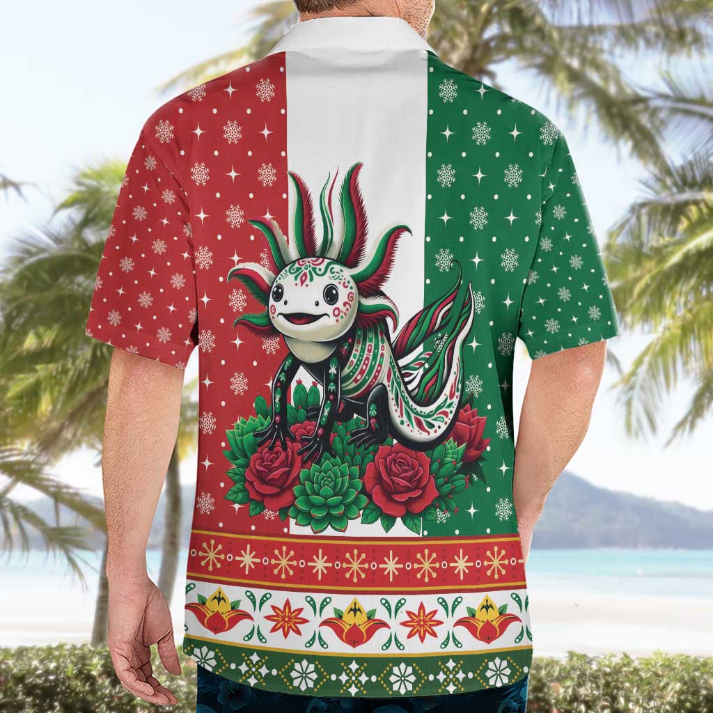 Mexico Christmas Hawaiian Shirt Cute Axolotl with Flag Style - Wonder Print Shop