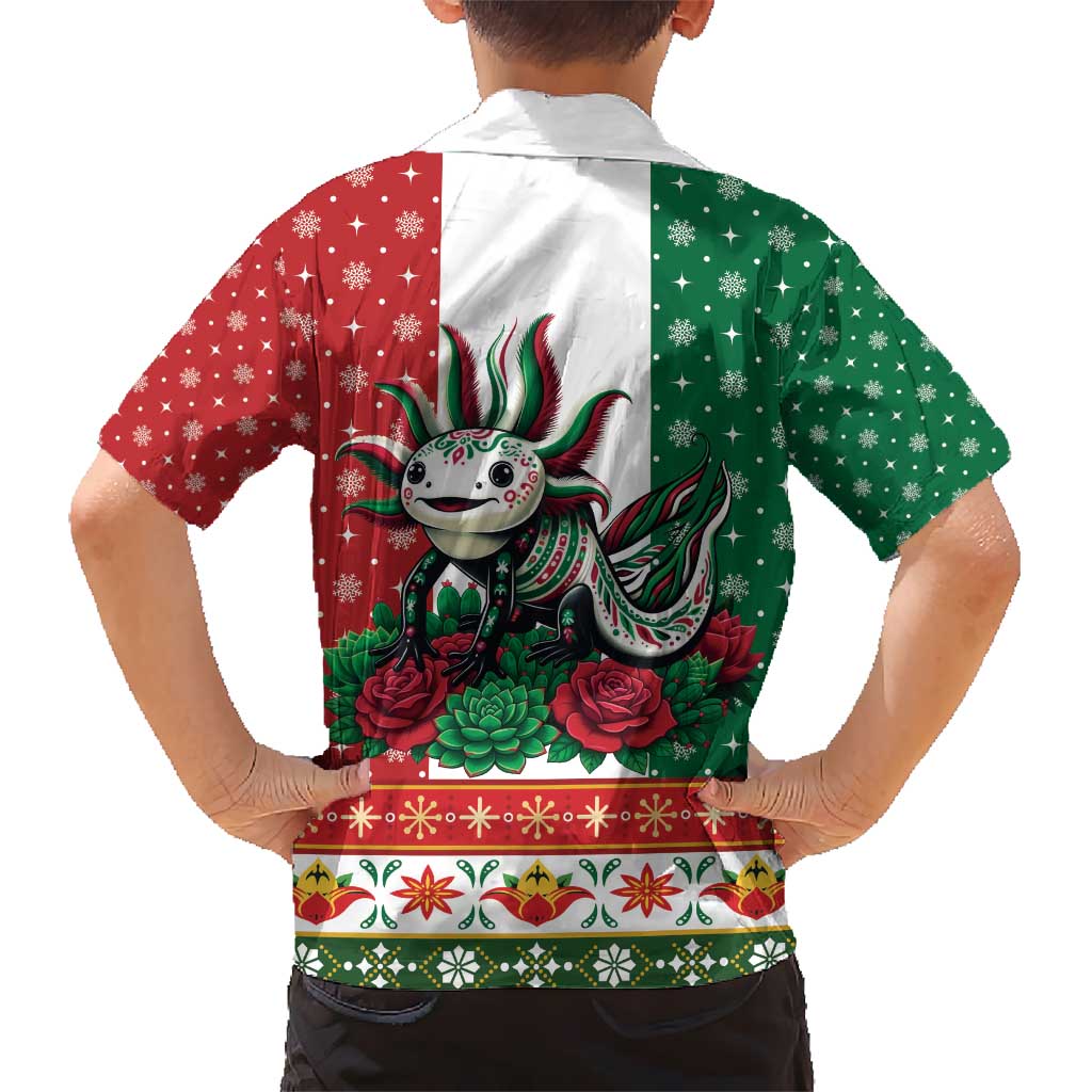 Mexico Christmas Hawaiian Shirt Cute Axolotl with Flag Style - Wonder Print Shop
