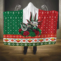 Mexico Christmas Hooded Blanket Cute Axolotl with Flag Style - Wonder Print Shop