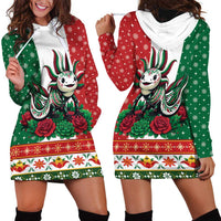 Mexico Christmas Hoodie Dress Cute Axolotl with Flag Style - Wonder Print Shop