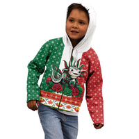 Mexico Christmas Kid Hoodie Cute Axolotl with Flag Style - Wonder Print Shop