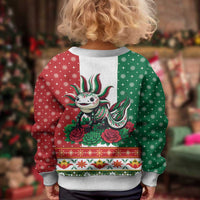 Mexico Christmas Kid Ugly Christmas Sweater Cute Axolotl with Flag Style - Wonder Print Shop