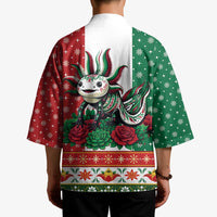 Mexico Christmas Kimono Cute Axolotl with Flag Style - Wonder Print Shop