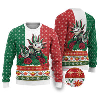 Mexico Christmas Ugly Christmas Sweater Cute Axolotl with Flag Style - Wonder Print Shop