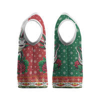 Mexico Christmas Knitted V-Neck Vest Cute Axolotl with Flag Style - Wonder Print Shop