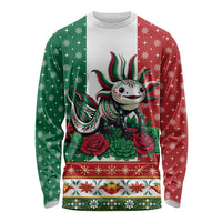 Mexico Christmas Long Sleeve Shirt Cute Axolotl with Flag Style - Wonder Print Shop
