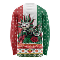 Mexico Christmas Long Sleeve Shirt Cute Axolotl with Flag Style - Wonder Print Shop