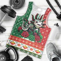 Mexico Christmas Men Tank Top Cute Axolotl with Flag Style - Wonder Print Shop
