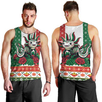 Mexico Christmas Men Tank Top Cute Axolotl with Flag Style - Wonder Print Shop