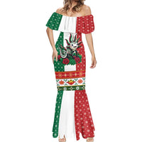 Mexico Christmas Mermaid Dress Cute Axolotl with Flag Style - Wonder Print Shop