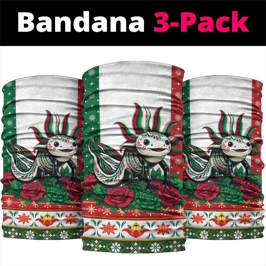 Mexico Christmas Neck Gaiter Cute Axolotl with Flag Style - Wonder Print Shop