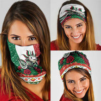 Mexico Christmas Neck Gaiter Cute Axolotl with Flag Style - Wonder Print Shop