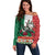 Mexico Christmas Off Shoulder Sweater Cute Axolotl with Flag Style - Wonder Print Shop