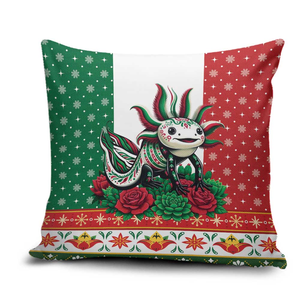 Mexico Christmas Pillow Cover Cute Axolotl with Flag Style - Wonder Print Shop