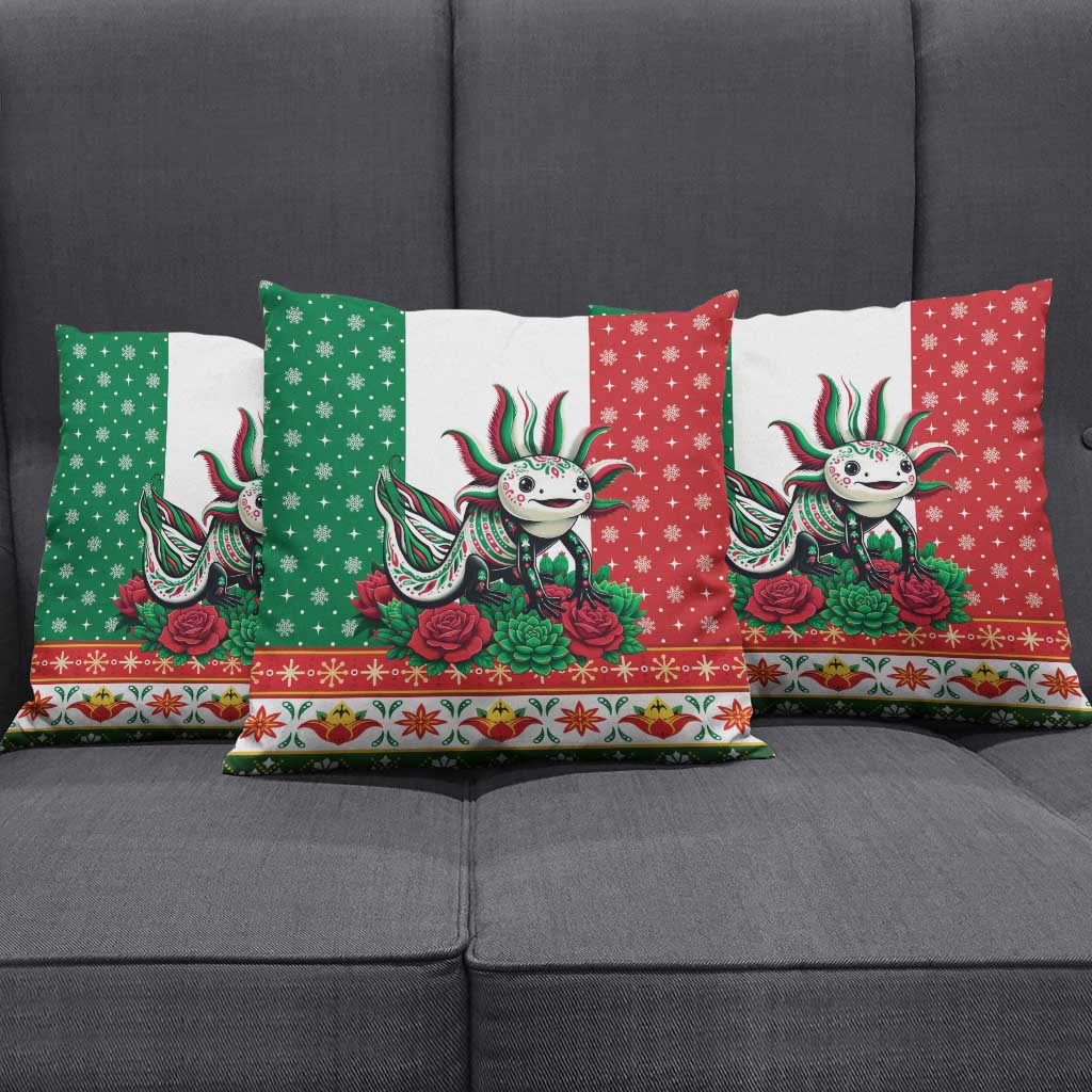 Mexico Christmas Pillow Cover Cute Axolotl with Flag Style - Wonder Print Shop