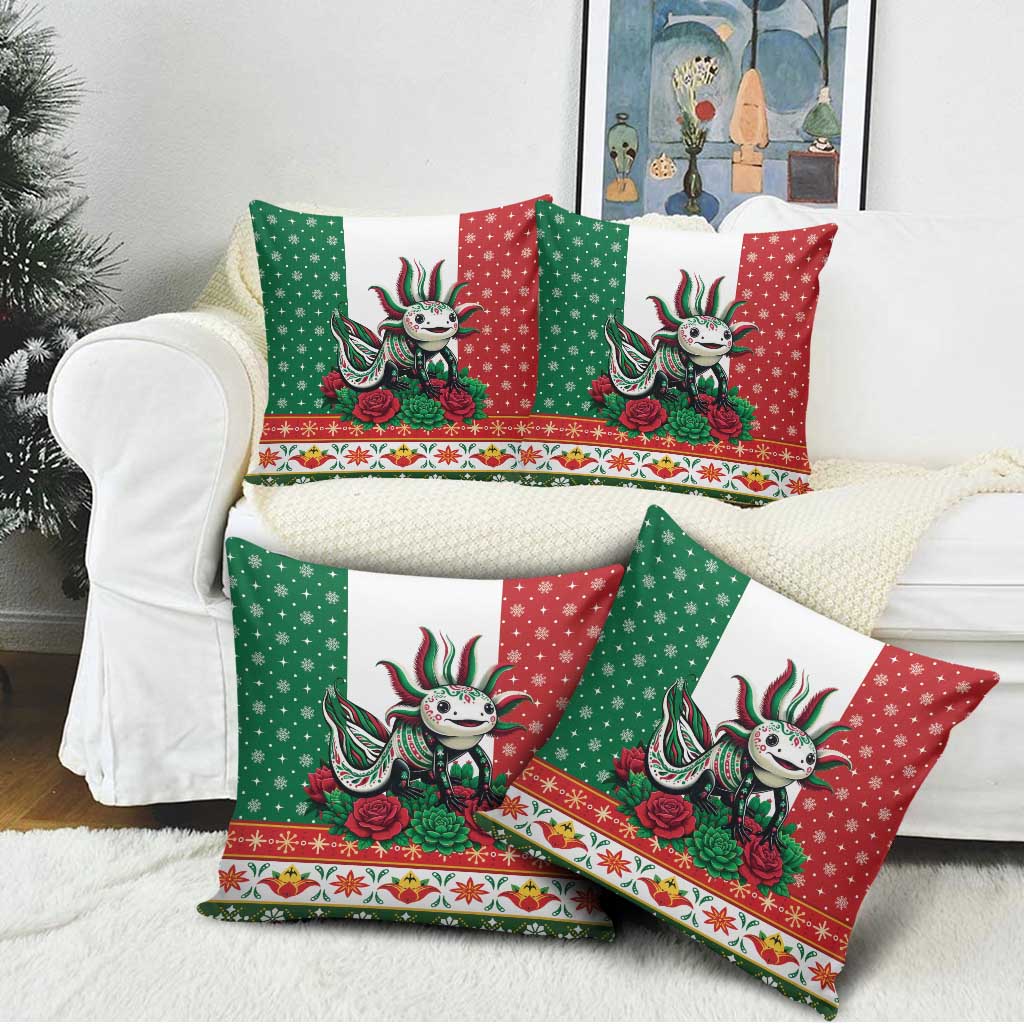 Mexico Christmas Pillow Cover Cute Axolotl with Flag Style - Wonder Print Shop