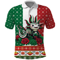 Mexico Christmas Polo Shirt Cute Axolotl with Flag Style - Wonder Print Shop