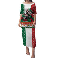 Mexico Christmas Puletasi Cute Axolotl with Flag Style - Wonder Print Shop