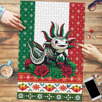 Mexico Christmas Puzzle Cute Axolotl with Flag Style - Wonder Print Shop