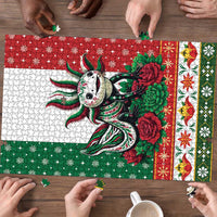 Mexico Christmas Puzzle Cute Axolotl with Flag Style - Wonder Print Shop