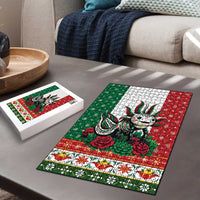 Mexico Christmas Puzzle Cute Axolotl with Flag Style - Wonder Print Shop