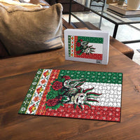 Mexico Christmas Puzzle Cute Axolotl with Flag Style - Wonder Print Shop