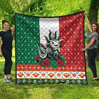 Mexico Christmas Quilt Cute Axolotl with Flag Style - Wonder Print Shop