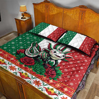 Mexico Christmas Quilt Bed Set Cute Axolotl with Flag Style - Wonder Print Shop
