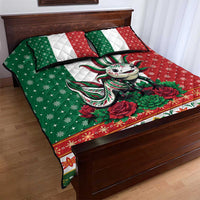 Mexico Christmas Quilt Bed Set Cute Axolotl with Flag Style - Wonder Print Shop