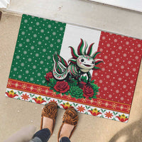 Mexico Christmas Rubber Doormat Cute Axolotl with Flag Style - Wonder Print Shop