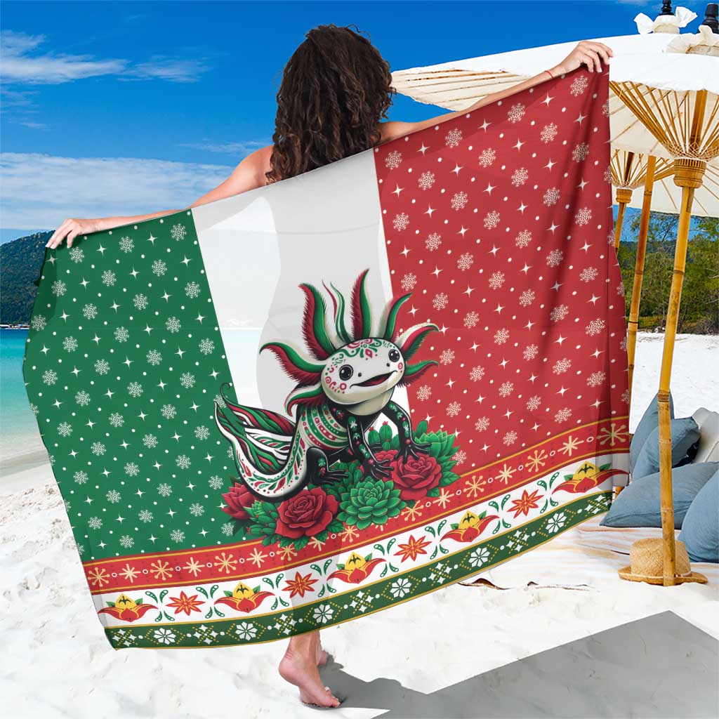 Mexico Christmas Sarong Cute Axolotl with Flag Style - Wonder Print Shop