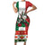 Mexico Christmas Short Sleeve Bodycon Dress Cute Axolotl with Flag Style - Wonder Print Shop