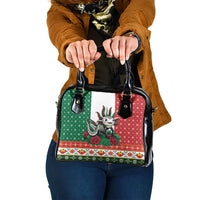 Mexico Christmas Shoulder Handbag Cute Axolotl with Flag Style - Wonder Print Shop