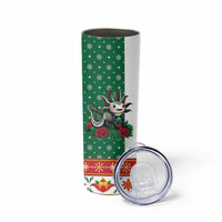 Mexico Christmas Skinny Tumbler Cute Axolotl with Flag Style - Wonder Print Shop