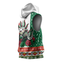 Mexico Christmas Sleeveless Hoodie Cute Axolotl with Flag Style - Wonder Print Shop