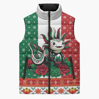 Mexico Christmas Sleeveless Puffer Jacket Cute Axolotl with Flag Style - Wonder Print Shop