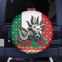 Mexico Christmas Spare Tire Cover Cute Axolotl with Flag Style - Wonder Print Shop