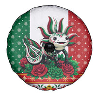 Mexico Christmas Spare Tire Cover Cute Axolotl with Flag Style - Wonder Print Shop