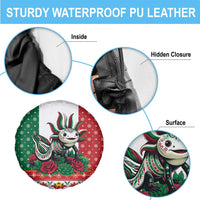 Mexico Christmas Spare Tire Cover Cute Axolotl with Flag Style - Wonder Print Shop