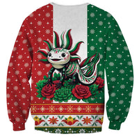 Mexico Christmas Sweatshirt Cute Axolotl with Flag Style - Wonder Print Shop