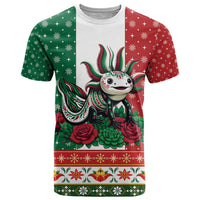 Mexico Christmas T Shirt Cute Axolotl with Flag Style - Wonder Print Shop